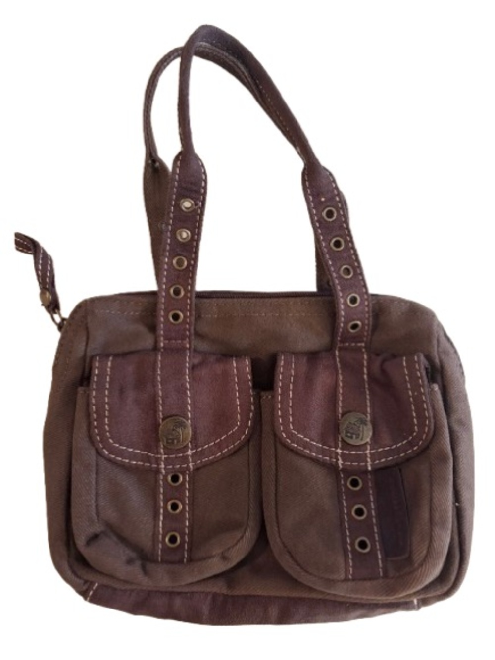 Vintage Caribbean Joe Cayman Mini Cargo Bag Canvas Brown Y2K Utility Grommet